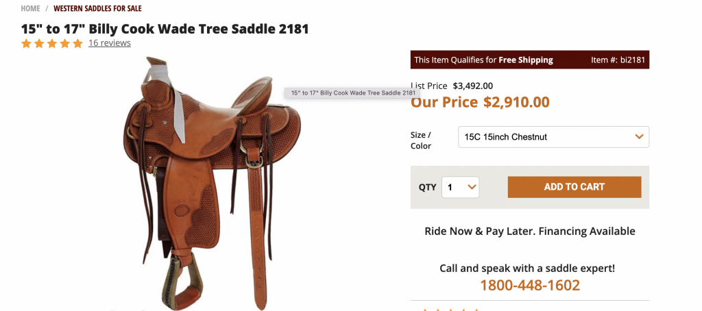 saddle from big horn